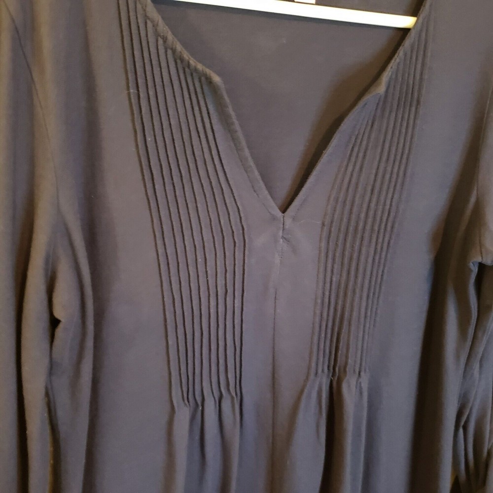Lilly Pulitzer Braylen Tab Sleeve Tunic Navy Pleated Top, Size Medium - Picture 4 of 9